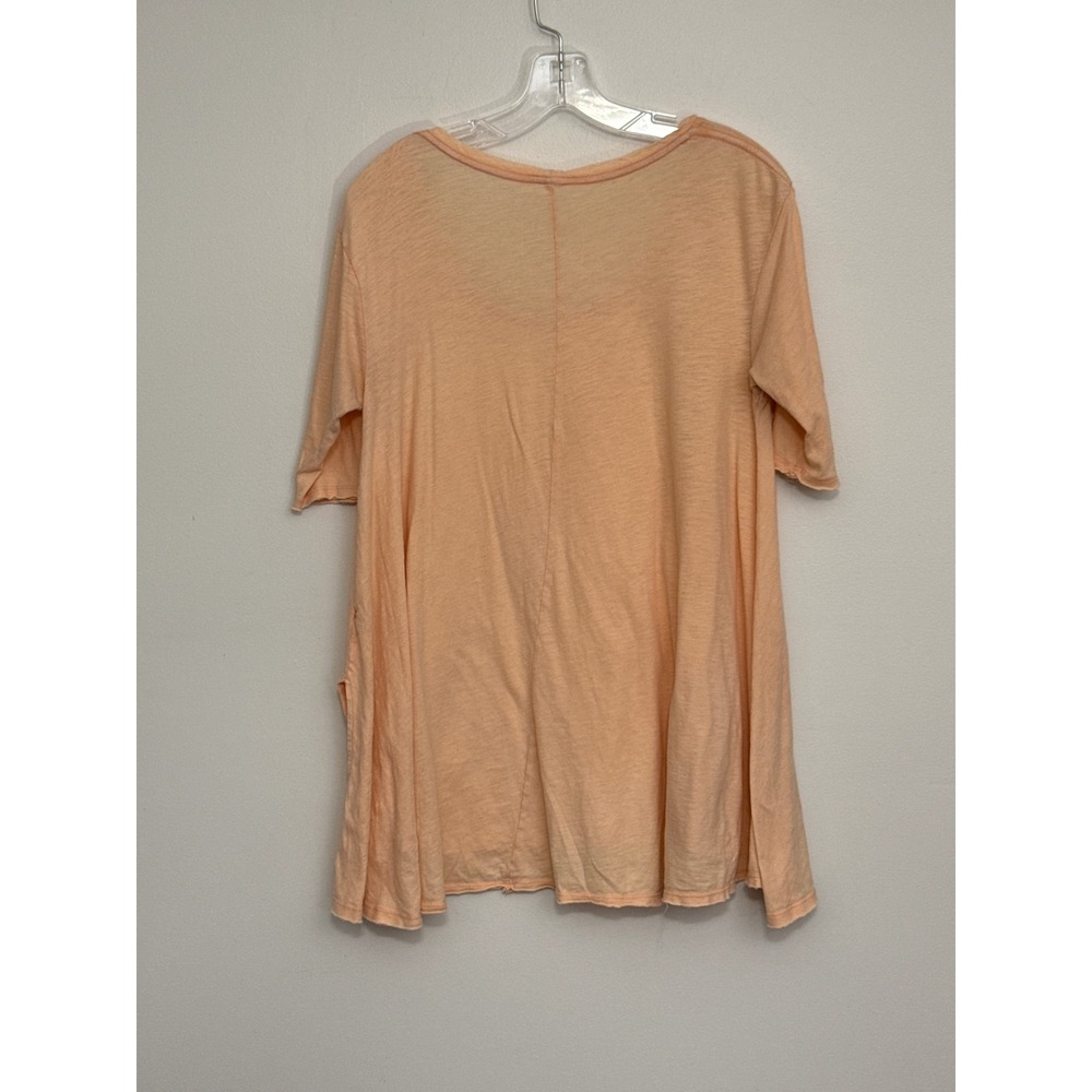 We The Free Free People Peach Cotton Slub Scoop Neck Layered Hem Tee M - Picture 2 of 8